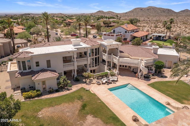 11809 S Montezuma Ct, Phoenix, AZ 85044 - aerial perspective of suburban area featuring mountains and a pool area