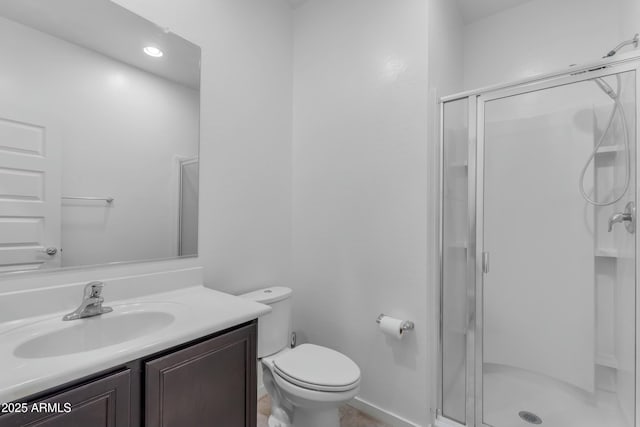 696 W Glen Canyon Dr, San Tan Valley, AZ 85140 - bathroom with toilet, a stall shower, and vanity