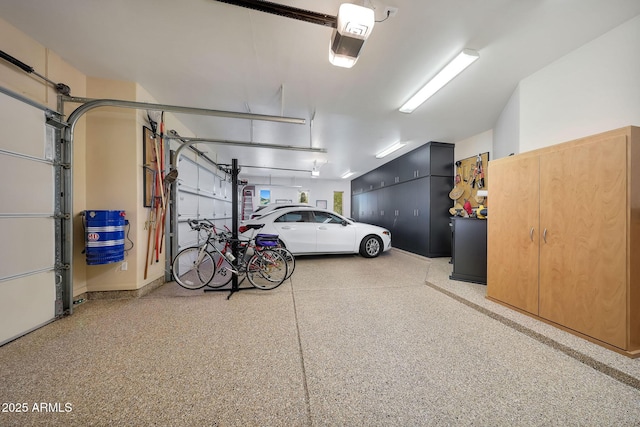 garage with a garage door opener