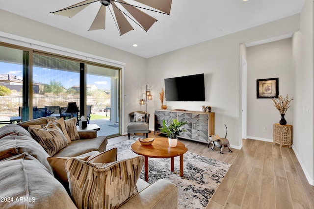 living room featuring light hardwood / wood-style flooring