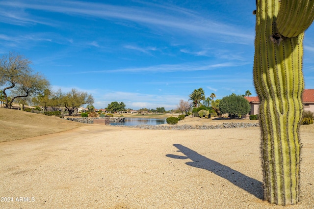 view of yard featuring a water view