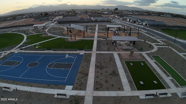 bird's eye view featuring a mountain view