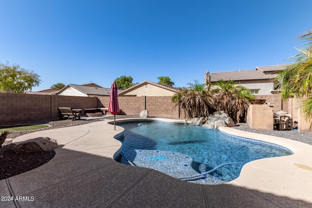 view of pool featuring a patio