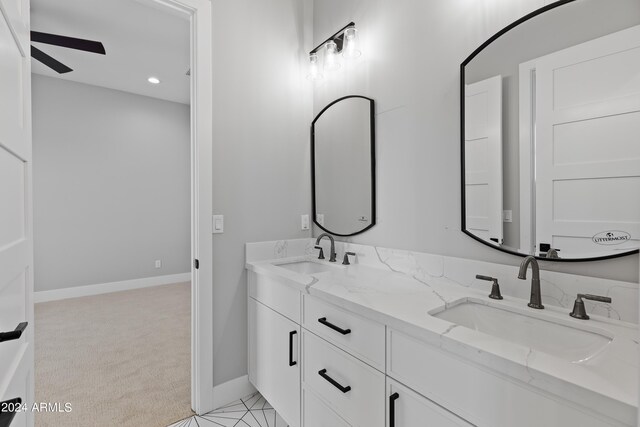 bathroom with vanity and ceiling fan