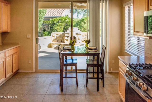 view of tiled dining room