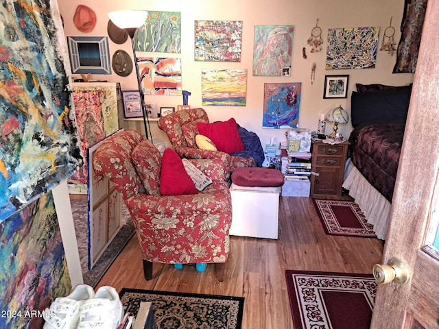 living area with wood finished floors