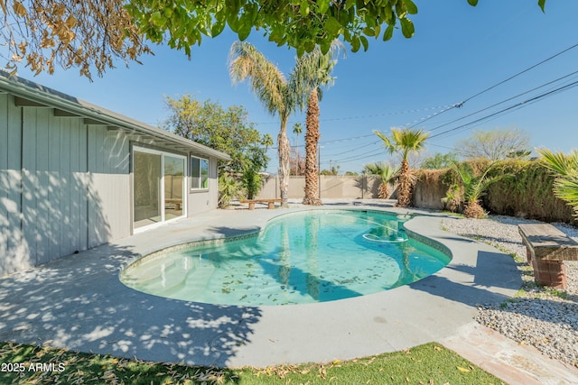 view of swimming pool featuring a patio area