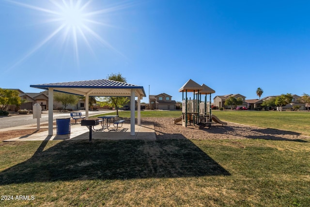 view of play area featuring a yard