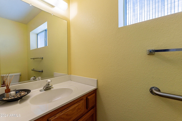 bathroom with vanity, toilet, and a wealth of natural light