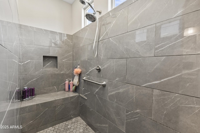 interior space featuring tiled shower