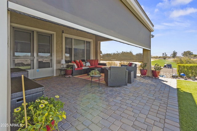 view of patio featuring an outdoor hangout area