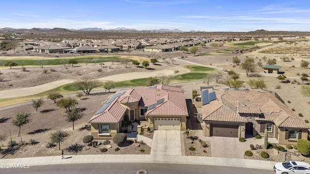 birds eye view of property featuring a residential view and a mountain view