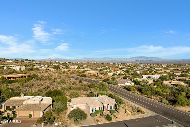 bird's eye view with a mountain view