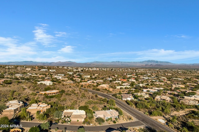 drone / aerial view featuring a mountain view