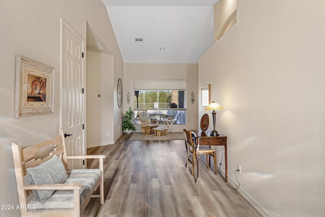 hall featuring wood-type flooring