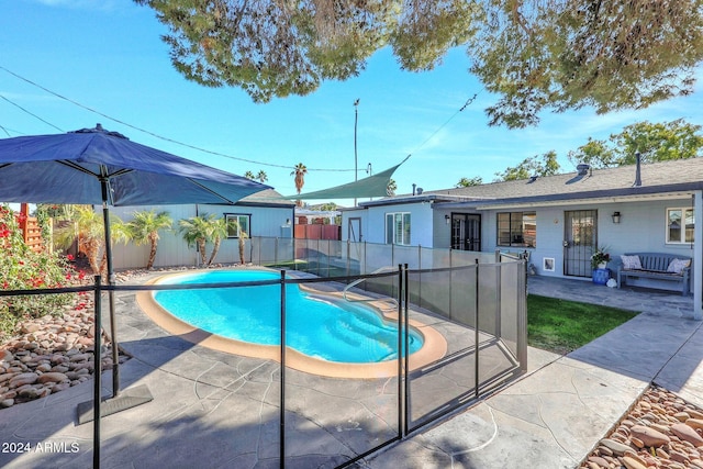 view of pool featuring a patio