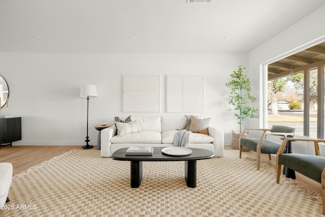 living room featuring light hardwood / wood-style flooring