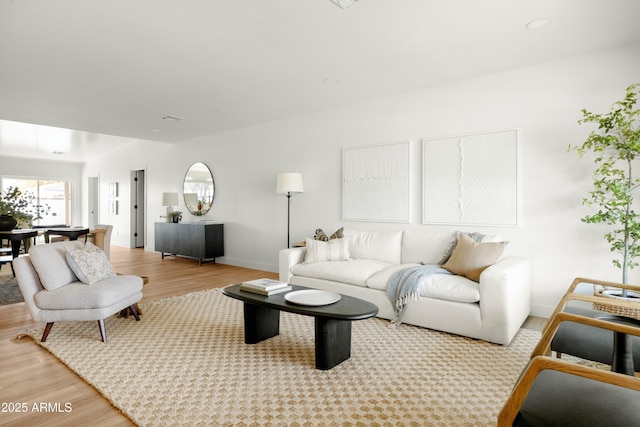 living room with light wood-type flooring