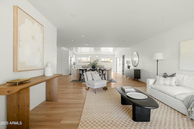 living room with light wood-type flooring