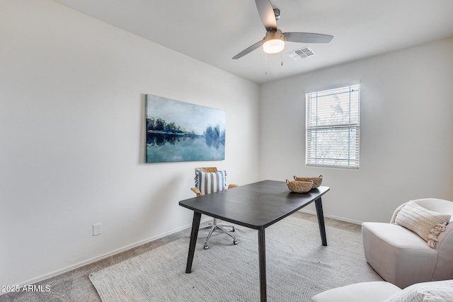 17728 W Paraiso Dr, Surprise, AZ 85387 - carpeted home office featuring a ceiling fan and baseboards
