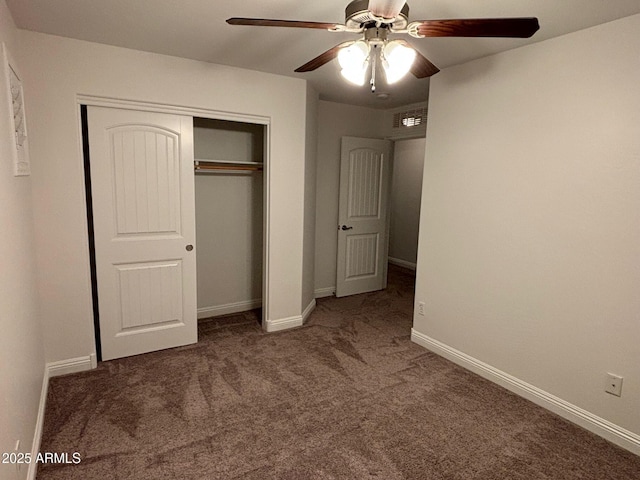 3480 E Sheffield Rd, Gilbert, AZ 85296 - unfurnished bedroom with carpet floors, a closet, and ceiling fan