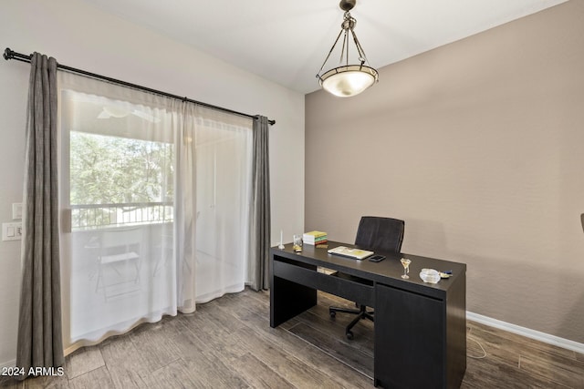 office area featuring hardwood / wood-style floors