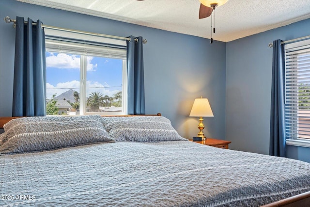 8545 E Heatherbrae Dr, Scottsdale, AZ 85251 - bedroom featuring a textured ceiling and ceiling fan