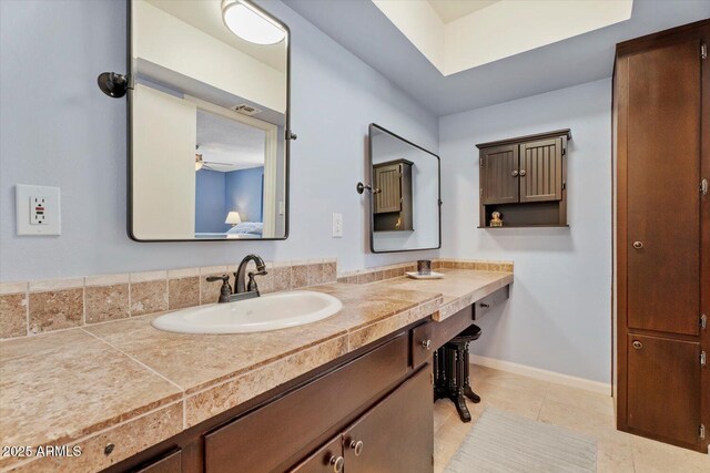8545 E Heatherbrae Dr, Scottsdale, AZ 85251 - bathroom featuring tile patterned floors, vanity, and baseboards
