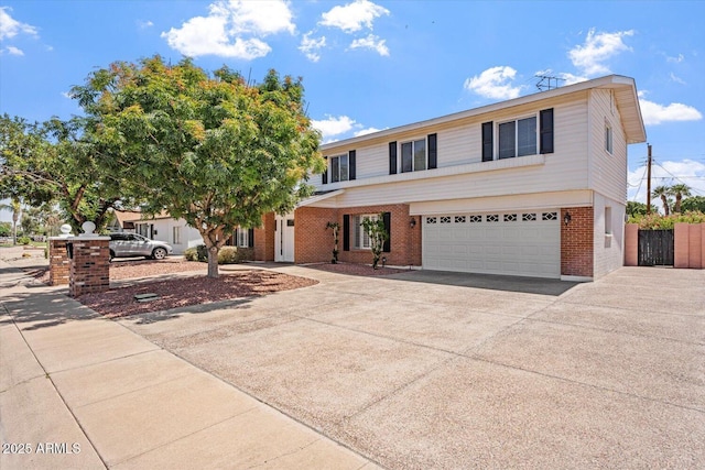 8545 E Heatherbrae Dr, Scottsdale, AZ 85251 - traditional home featuring brick siding, concrete driveway, a garage, and fence