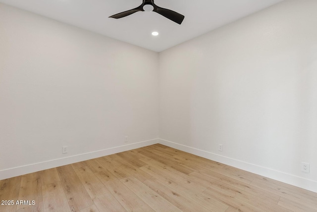 9708 E Via Linda Rd Unit 1350, Scottsdale, AZ 85258 - empty room with baseboards, a ceiling fan, light wood-style flooring, and recessed lighting