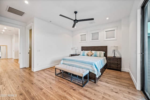 306 W Culver St, Phoenix, AZ 85003 - bedroom with light wood-style floors, recessed lighting, baseboards, and ceiling fan