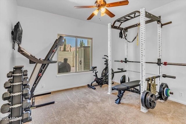 4402 E Barwick Dr, Cave Creek, AZ 85331 - workout area featuring ceiling fan and carpet