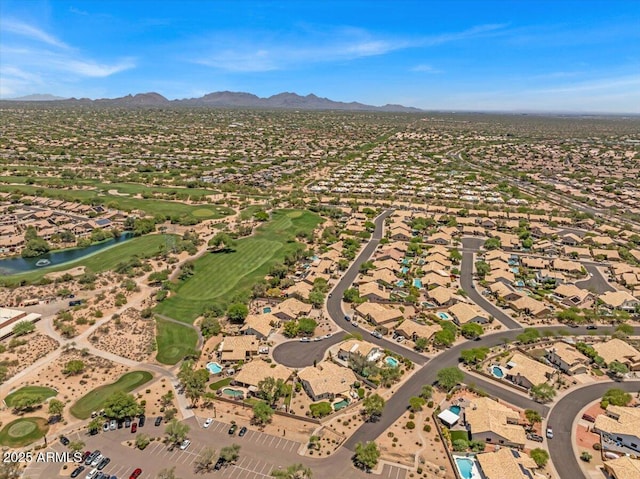 4402 E Barwick Dr, Cave Creek, AZ 85331 - aerial view of property and surrounding area with a water and mountain view, a golf course, and nearby suburban area