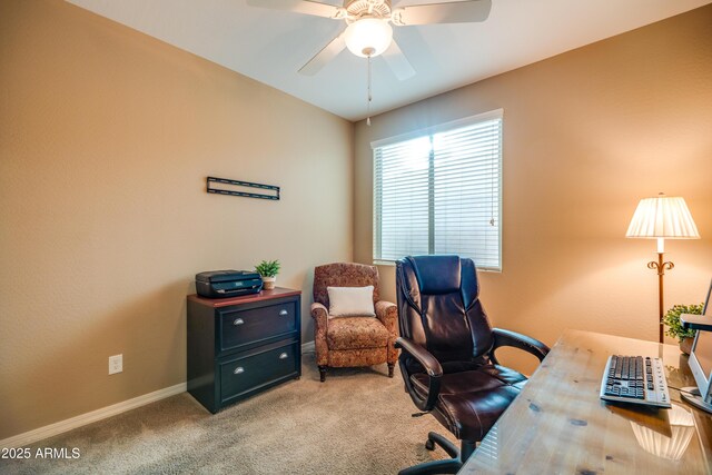 20742 E Mockingbird Dr, Queen Creek, AZ 85142 - carpeted home office featuring ceiling fan and baseboards