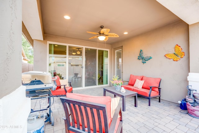 20742 E Mockingbird Dr, Queen Creek, AZ 85142 - view of patio with outdoor lounge area and ceiling fan
