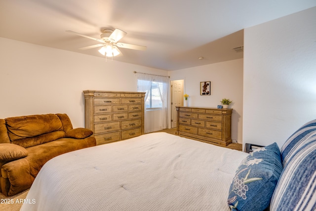 bedroom featuring ceiling fan