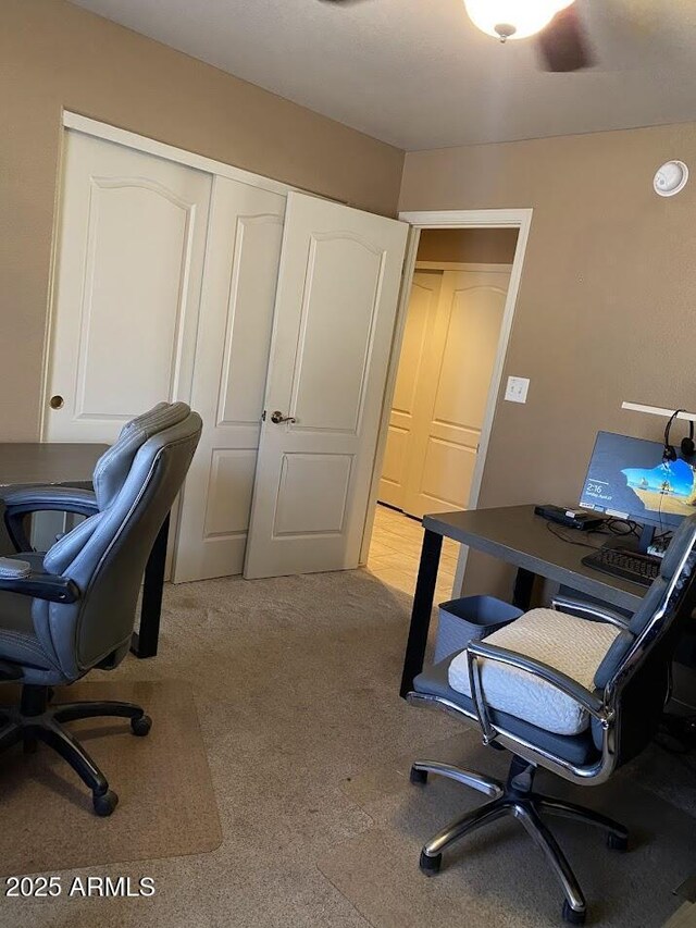 view of carpeted home office
