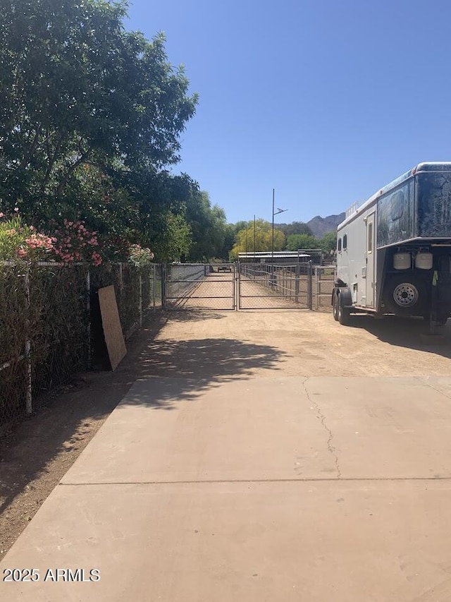 view of road featuring a gate and driveway