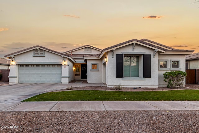 view of front of property with a garage