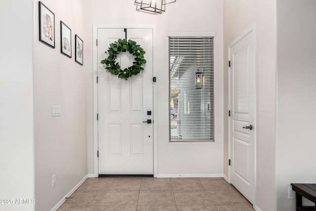 view of tiled foyer entrance