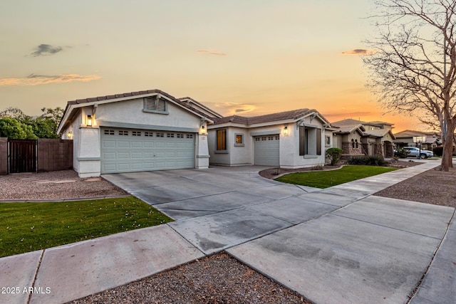 single story home with a garage