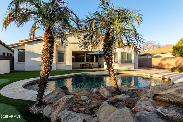 view of pool featuring a patio area