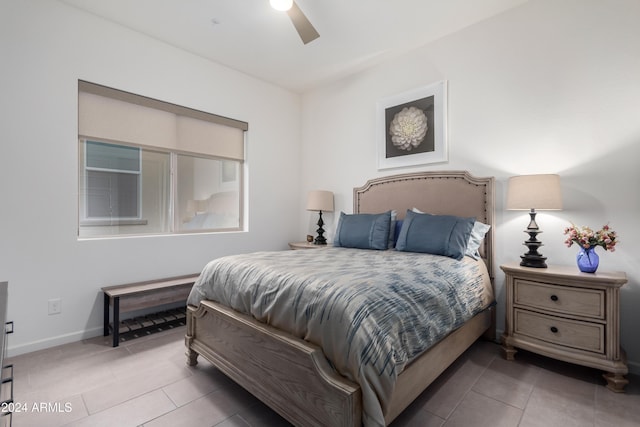 17756 E Silver Sage Ln, Rio Verde, AZ 85263 - bedroom featuring tile patterned flooring, baseboards, and ceiling fan