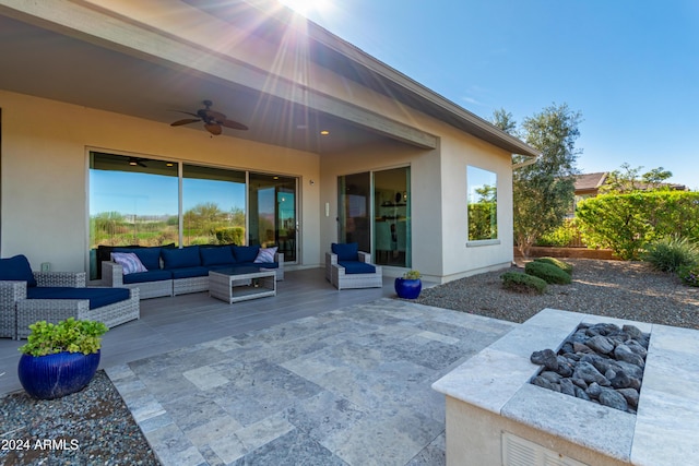 17756 E Silver Sage Ln, Rio Verde, AZ 85263 - view of patio featuring an outdoor living space and a ceiling fan