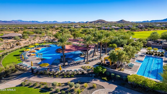 17756 E Silver Sage Ln, Rio Verde, AZ 85263 - bird's eye view of a mountain backdrop and a pool area