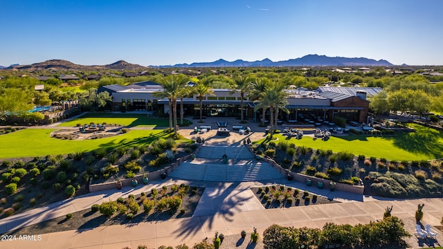 bird's eye view with a mountain view