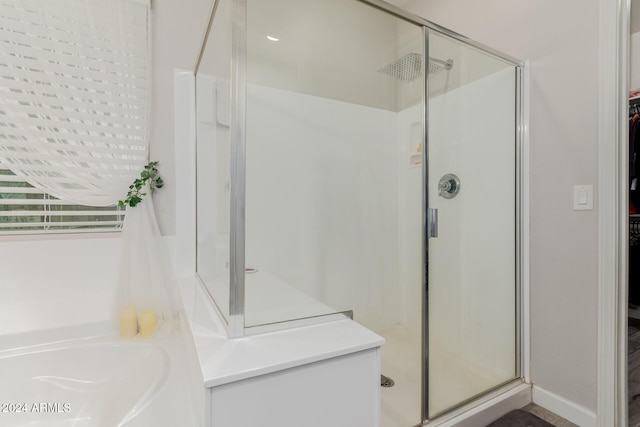 bathroom with plus walk in shower