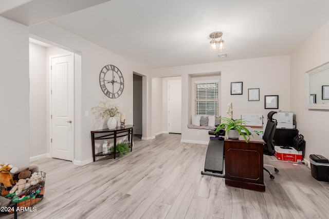 home office featuring light wood-type flooring