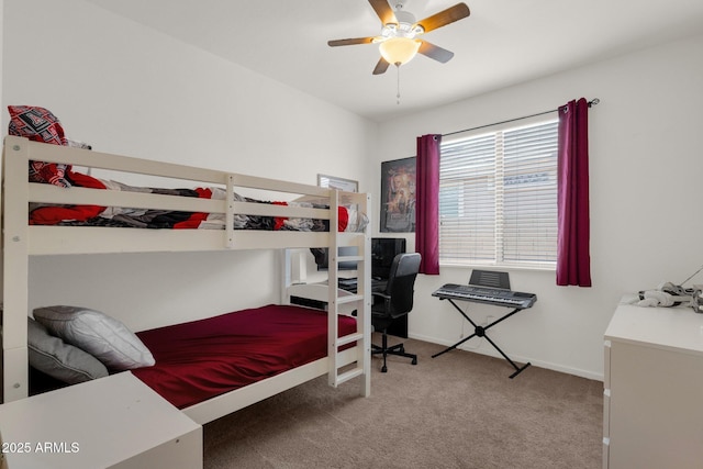 1725 E Chanute Pass, Phoenix, AZ 85040 - carpeted bedroom with an office area, ceiling fan, and baseboards