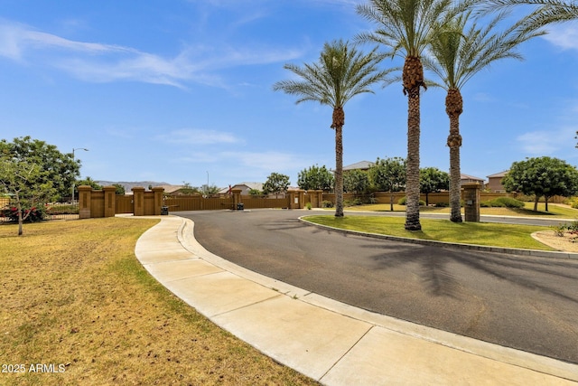 1725 E Chanute Pass, Phoenix, AZ 85040 - view of asphalt road featuring curbs, sidewalks, street lighting, and a gated entry